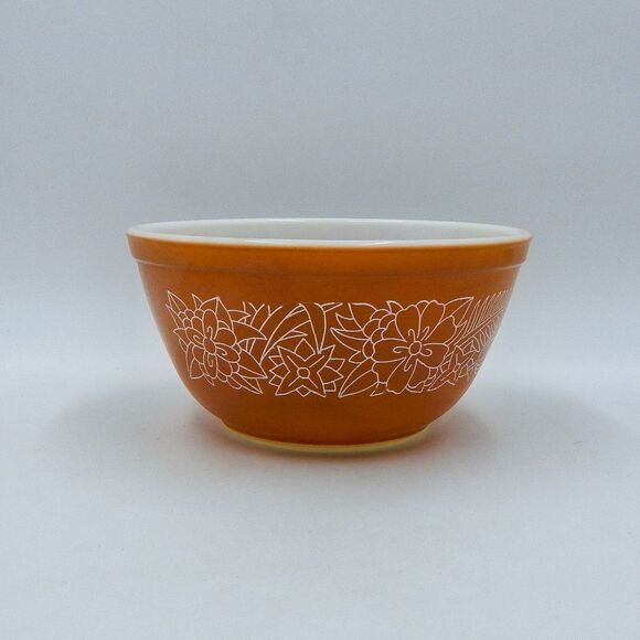 PYREX Mixing Nesting Bowl 402 Woodland Floral 1.5 L Light Brown Vintage 1978-83 - Picture 1 of 10